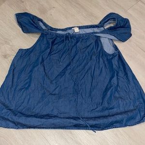 J crew denim off the shoulder shirt!